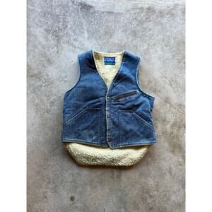 Vintage 1980s Carter's Denim Sherpa-Lined Vest Size Small Made In USA Talon Zip